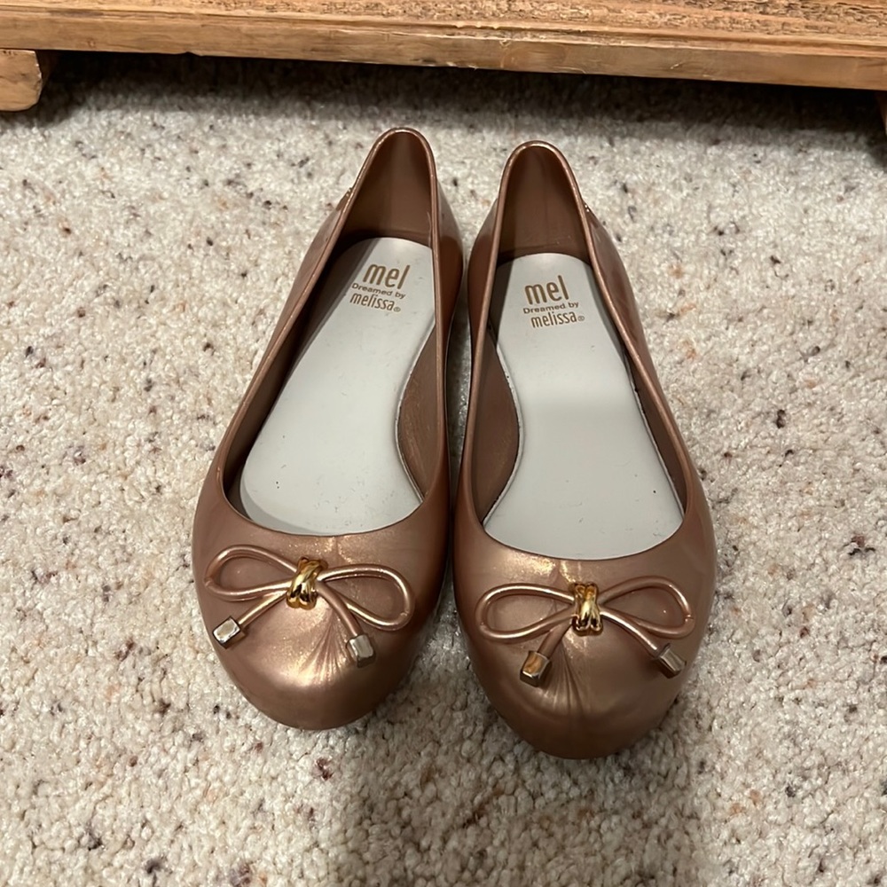 Mini Melissa Sweet Love Gold Sandal w/Bow Detail Size 13